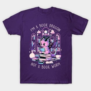 Book Dragon - Cute Dark Dragon Books Color Gift T-Shirt